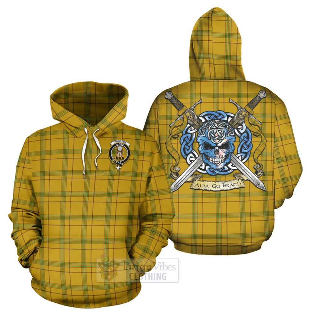 Houston Tartan Hoodie with Family Crest Celtic Skull Style Zip Hoodie - Tartan Vibes Clothing