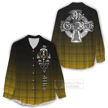 Houston Tartan Women's Casual Shirt Featuring Alba Gu Brath Family Crest Celtic Inspired - Tartan Vibes Clothing