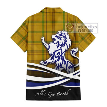 Houston Tartan Hawaiian Shirt with Alba Gu Brath Regal Lion Emblem - Tartan Vibes Clothing