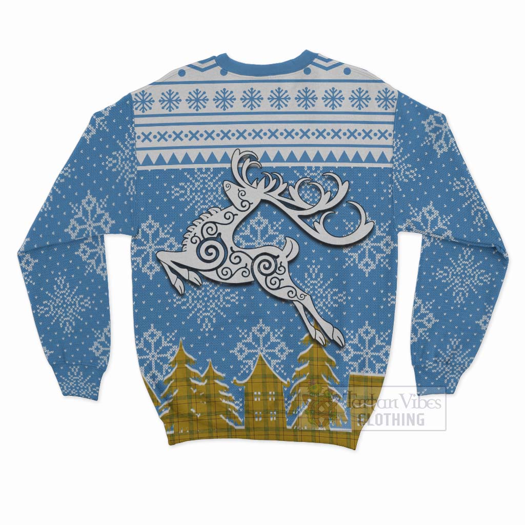 Tartan Vibes Clothing Houston Clan Christmas Sweatshirt Celtic Reindeer Style