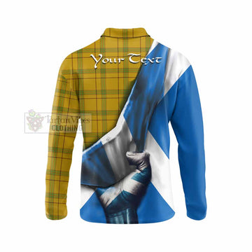 Houston Tartan Long Sleeve Polo Shirt with Family Crest Scotland Patriotic Style - Tartan Vibes Clothing