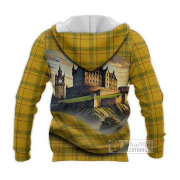 Tartan Vibes Clothing Houston Tartan Family Crest Knitted Hoodie with Scottish Ancient Castle Style