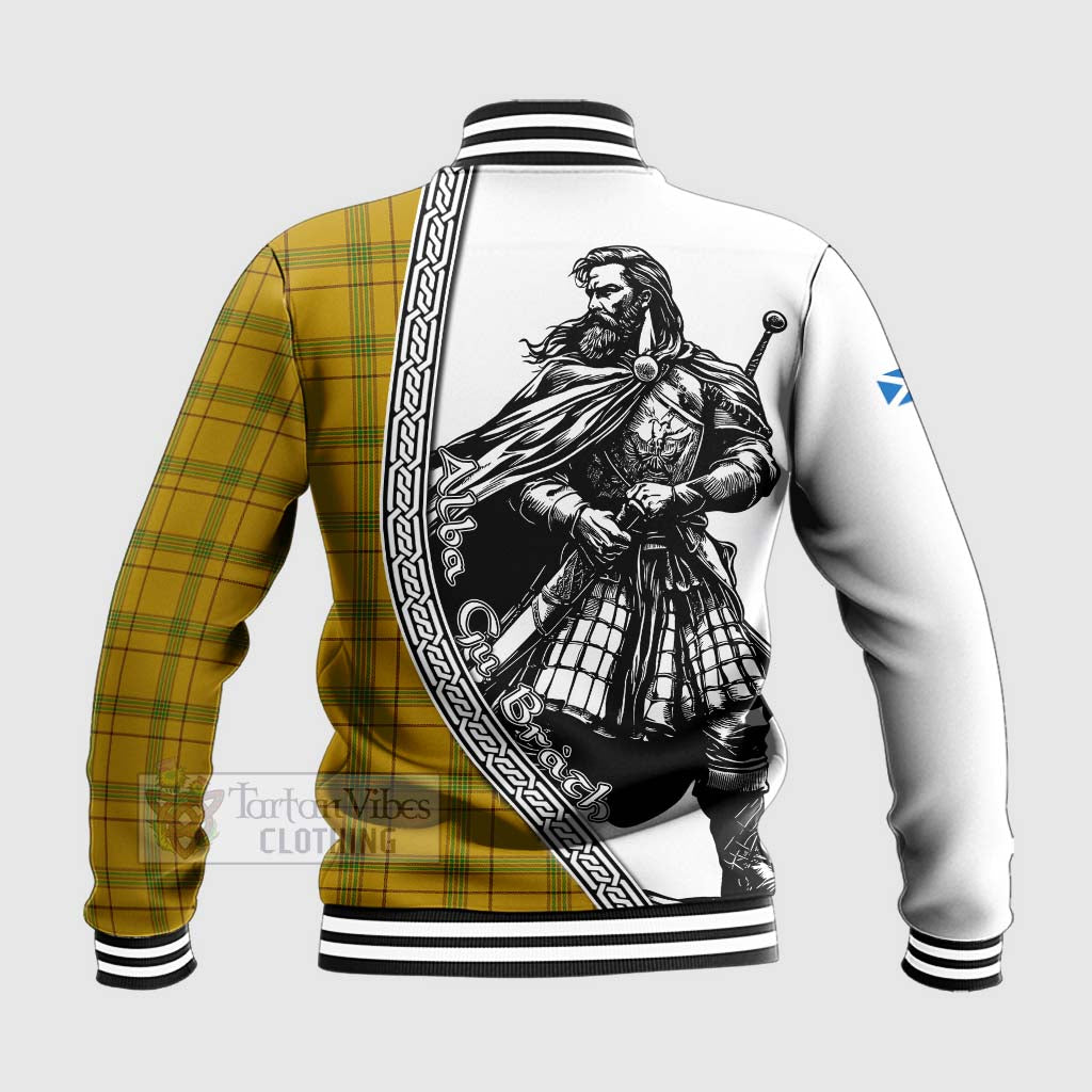Houston Tartan Clan Crest Baseball Jacket with Highlander Warrior Celtic Style - Tartan Vibes Clothing