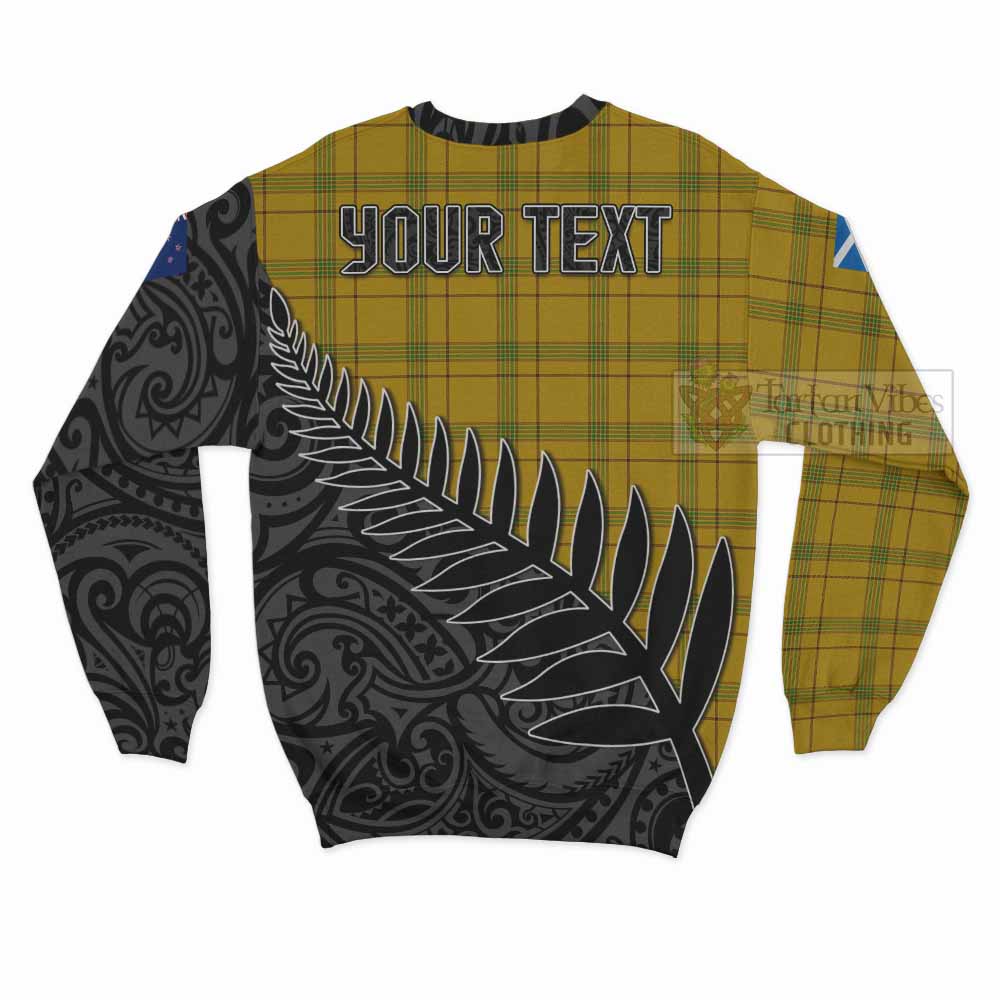 Houston Crest Tartan Sweatshirt with New Zealand Silver Fern Half Style - Tartan Vibes Clothing