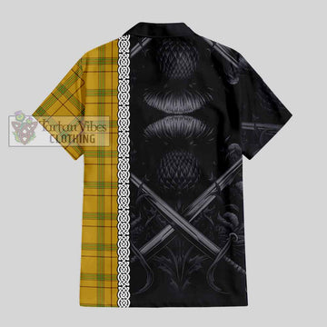 Houston Tartan Hawaiian Shirt with Family Crest Cross Sword Thistle Celtic Vibes - Tartan Vibes Clothing