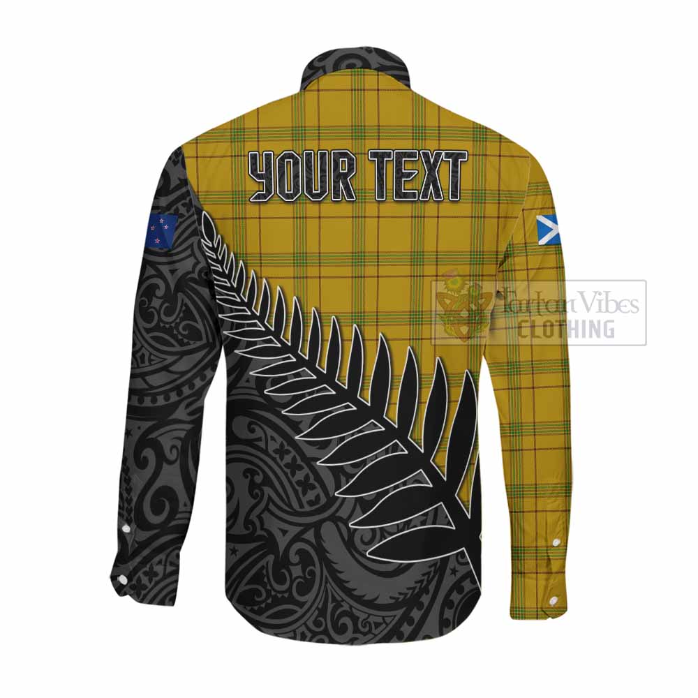 Houston Crest Tartan Long Sleeve Button Shirt with New Zealand Silver Fern Half Style Men's Shirt - Tartan Vibes Clothing