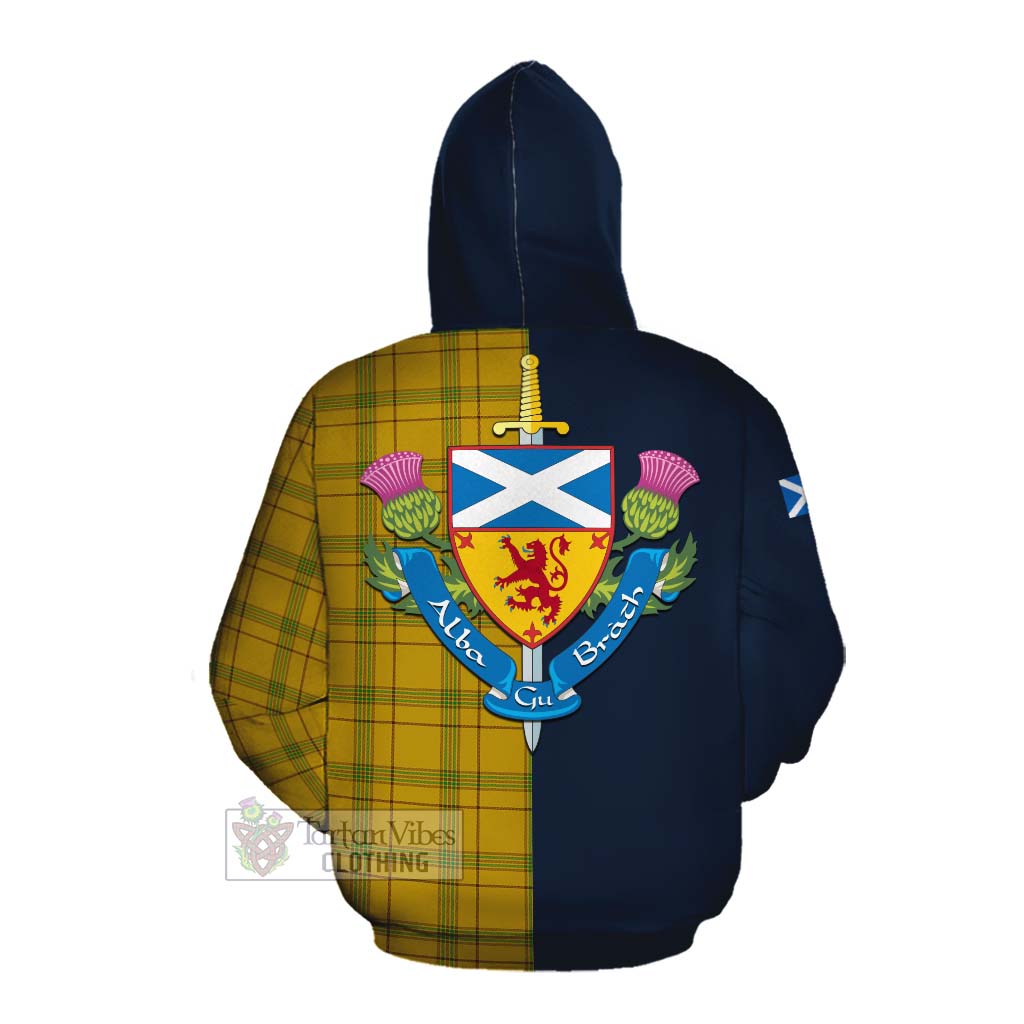 Houston Tartan Cotton Hoodie Alba with Scottish Lion Royal Arm Half Style Pullover Hoodie - Tartan Vibes Clothing