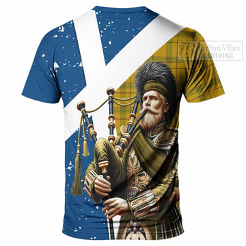 Houston Tartan T-Shirt with Family Crest Scottish Bagpiper Vibes - Tartan Vibes Clothing
