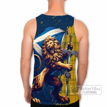 Houston Tartan Family Crest Men's Tank Top with Scottish Majestic Lion - Tartan Vibes Clothing