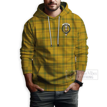 Houston Tartan Hoodie with Family Crest and Bearded Skull Holding Bottles of Whiskey - Tartan Vibes Clothing