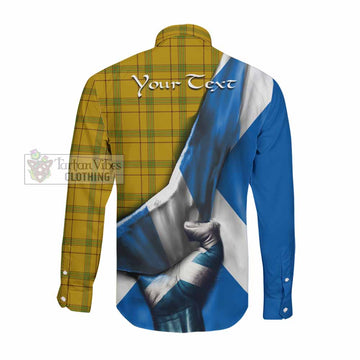 Houston Tartan Long Sleeve Button Shirt with Family Crest Scotland Patriotic Style Men's Shirt - Tartan Vibes Clothing