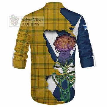 Tartan Vibes Clothing Houston Tartan Family Crest Ghillie Kilt Shirt Scottish Thistle Celtic Inspired