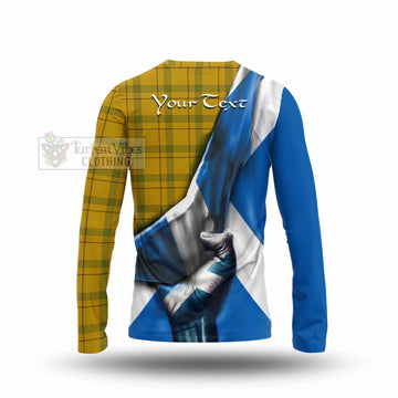 Houston Tartan Long Sleeve T-Shirt with Family Crest Scotland Patriotic Style - Tartan Vibes Clothing
