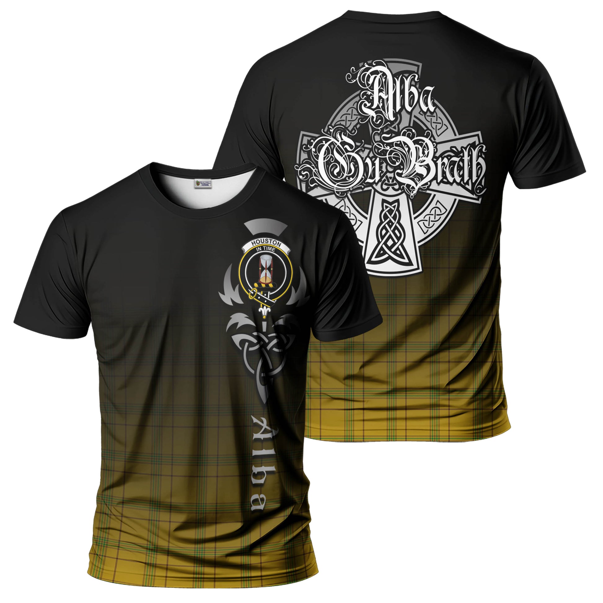 Houston Tartan T-Shirt Featuring Alba Gu Brath Family Crest Celtic Inspired - Tartan Vibes Clothing