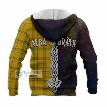 Tartan Vibes Clothing Houston Tartan Family Crest Knitted Hoodie Alba Gu Brath Be Brave Lion Ancient Style