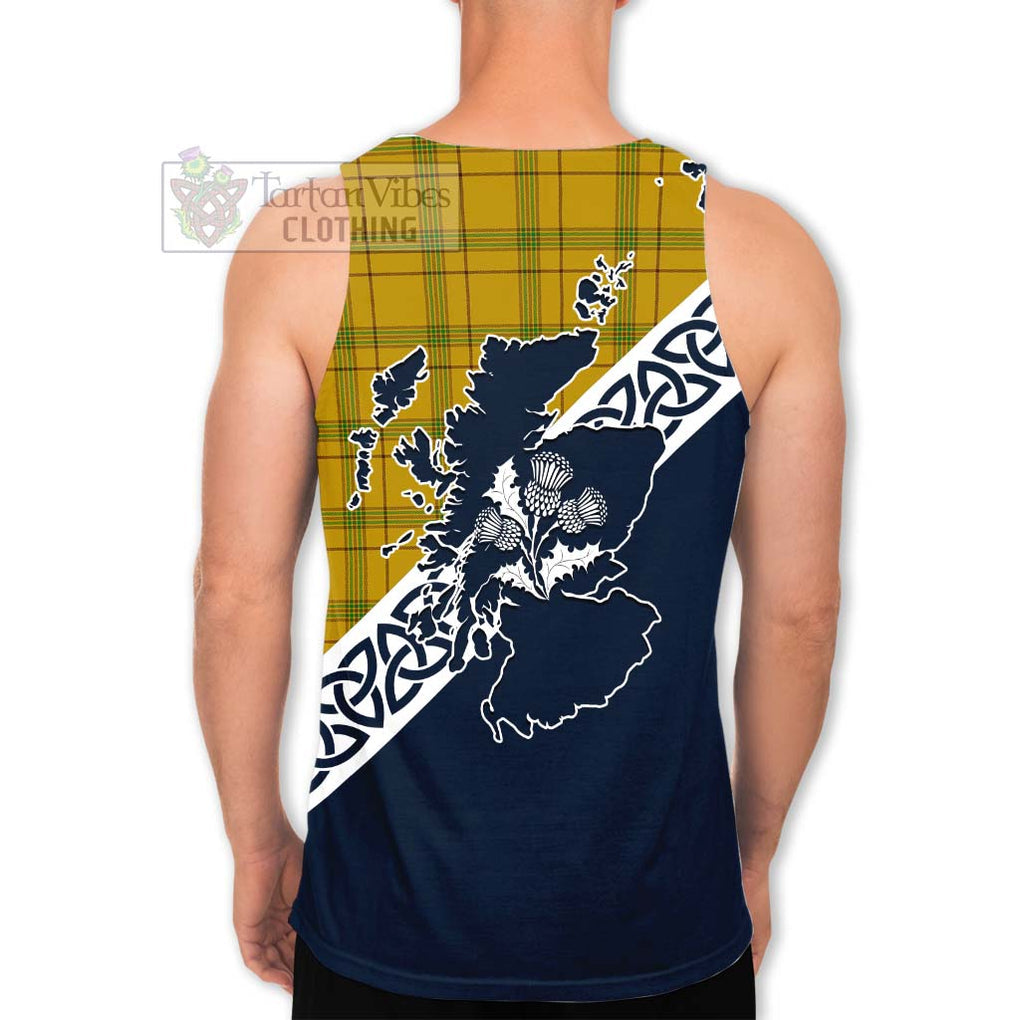 Houston Tartan Men's Tank Top Featuring Thistle and Scotland Map - Tartan Vibes Clothing
