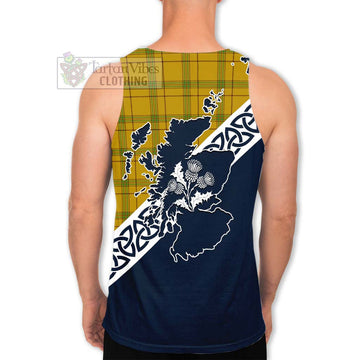 Houston Tartan Men's Tank Top Featuring Thistle and Scotland Map - Tartan Vibes Clothing