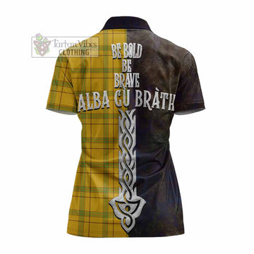Houston Tartan Family Crest Women's Polo Shirt Alba Gu Brath Be Brave Lion Ancient Style - Tartan Vibes Clothing