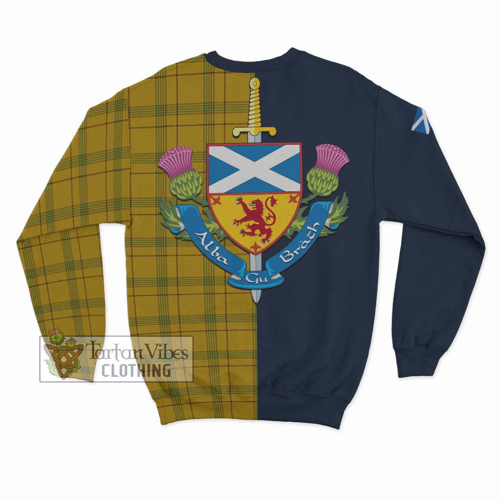Houston Tartan Sweatshirt Alba with Scottish Lion Royal Arm Half Style - Tartan Vibes Clothing