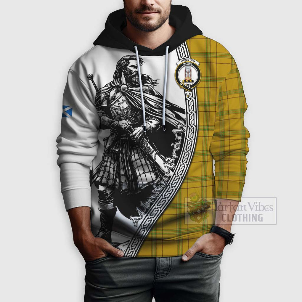 Houston Tartan Clan Crest Hoodie with Highlander Warrior Celtic Style - Tartan Vibes Clothing