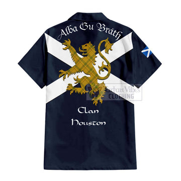 Houston Tartan Lion Rampant Hawaiian Shirt Proudly Display Your Heritage with Alba Gu Brath and Clan Name - Tartan Vibes Clothing