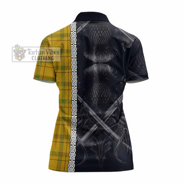 Houston Tartan Women's Polo Shirt with Family Crest Cross Sword Thistle Celtic Vibes - Tartan Vibes Clothing