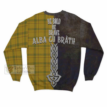 Tartan Vibes Clothing Houston Tartan Family Crest Sweatshirt Alba Gu Brath Be Brave Lion Ancient Style
