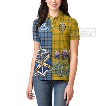 Houston Tartan Women's Polo Shirt Happy St. Andrew's Day Half Tartan Style - Tartan Vibes Clothing