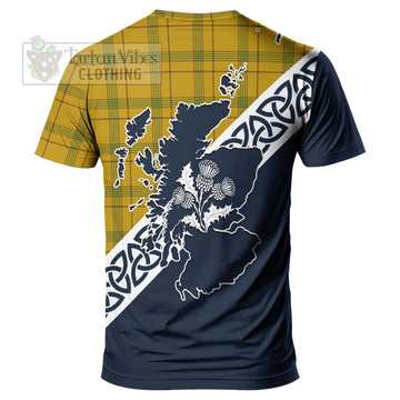 Houston Tartan T-Shirt Featuring Thistle and Scotland Map - Tartanvibesclothing Store