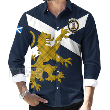 Houston Tartan Lion Rampant Long Sleeve Button Shirt Proudly Display Your Heritage with Alba Gu Brath and Clan Name Men's Shirt - Tartan Vibes Clothing