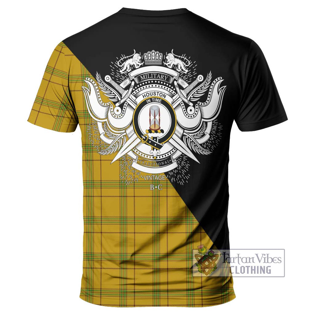 Houston Tartan T-Shirt with Family Crest and Military Logo Style - Tartan Vibes Clothing