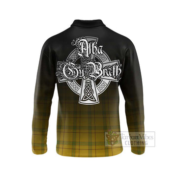 Houston Tartan Long Sleeve Polo Shirt Featuring Alba Gu Brath Family Crest Celtic Inspired - Tartan Vibes Clothing