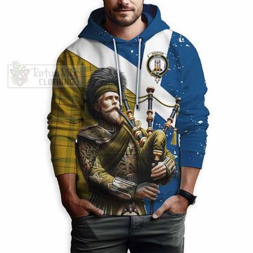 Houston Tartan Hoodie with Family Crest Scottish Bagpiper Vibes - Tartan Vibes Clothing
