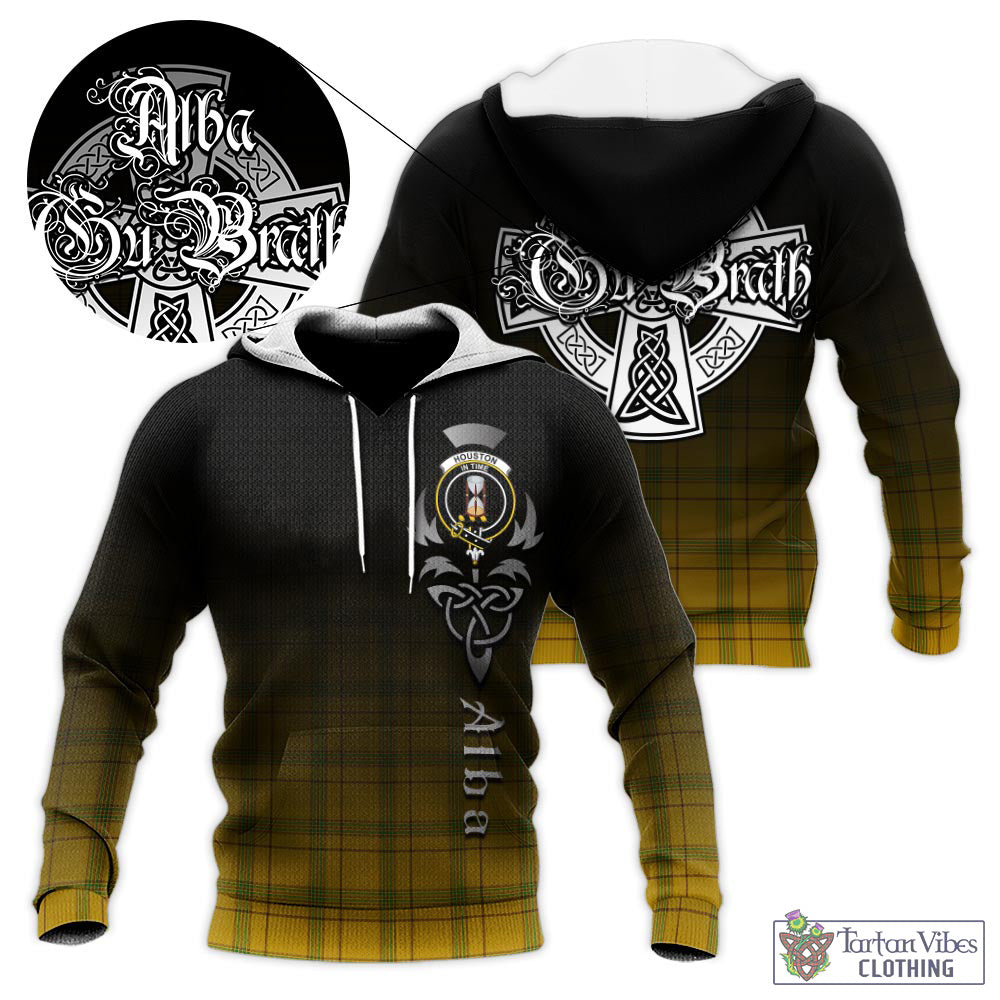 Houston Tartan Knitted Hoodie Featuring Alba Gu Brath Family Crest Celtic Inspired - Tartan Vibes Clothing