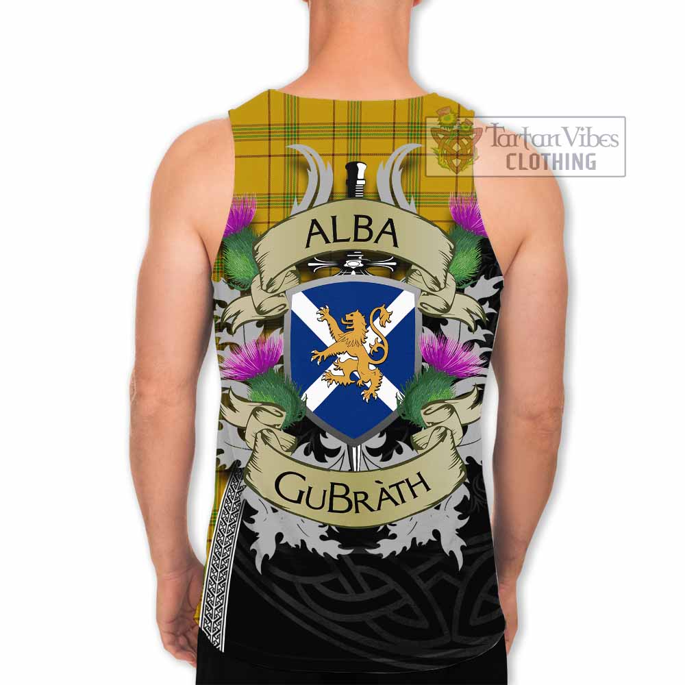 Houston Tartan Family Crest Men's Tank Top Lion Rampant Royal Thistle Shield Celtic Inspired - Tartan Vibes Clothing