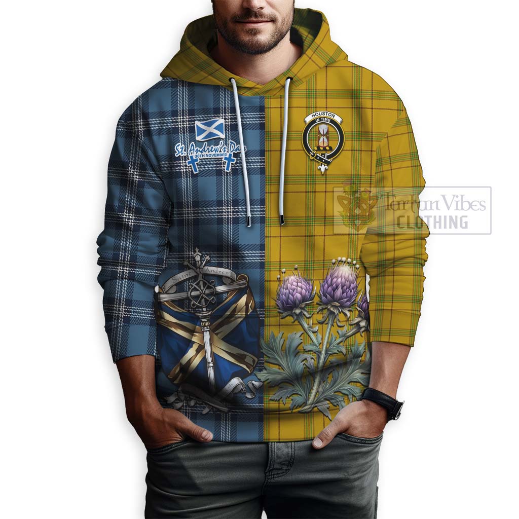 Houston Tartan Hoodie Happy St. Andrew's Day Half Tartan Style - Tartan Vibes Clothing