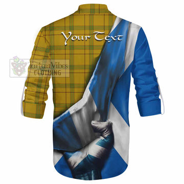 Houston Tartan Ghillie Kilt Shirt with Family Crest Scotland Patriotic Style - Tartan Vibes Clothing