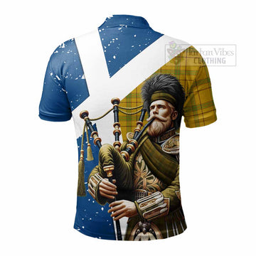 Houston Tartan Polo Shirt with Family Crest Scottish Bagpiper Vibes - Tartan Vibes Clothing