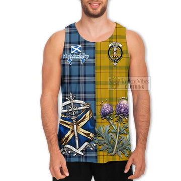 Houston Tartan Men's Tank Top Happy St. Andrew's Day Half Tartan Style - Tartan Vibes Clothing