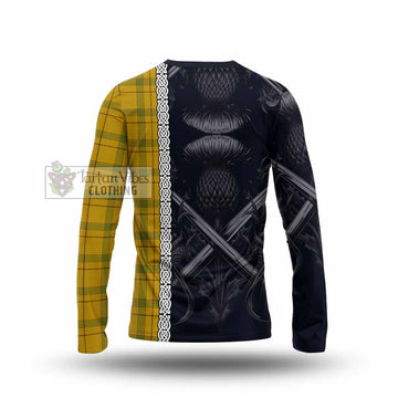 Houston Tartan Long Sleeve T-Shirt with Family Crest Cross Sword Thistle Celtic Vibes - Tartan Vibes Clothing