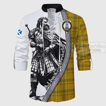 Houston Tartan Clan Crest Ghillie Kilt Shirt with Highlander Warrior Celtic Style - Tartan Vibes Clothing