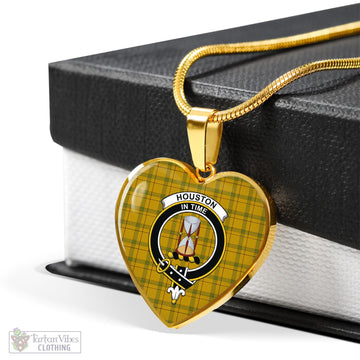 Houston Tartan Heart Necklace with Family Crest