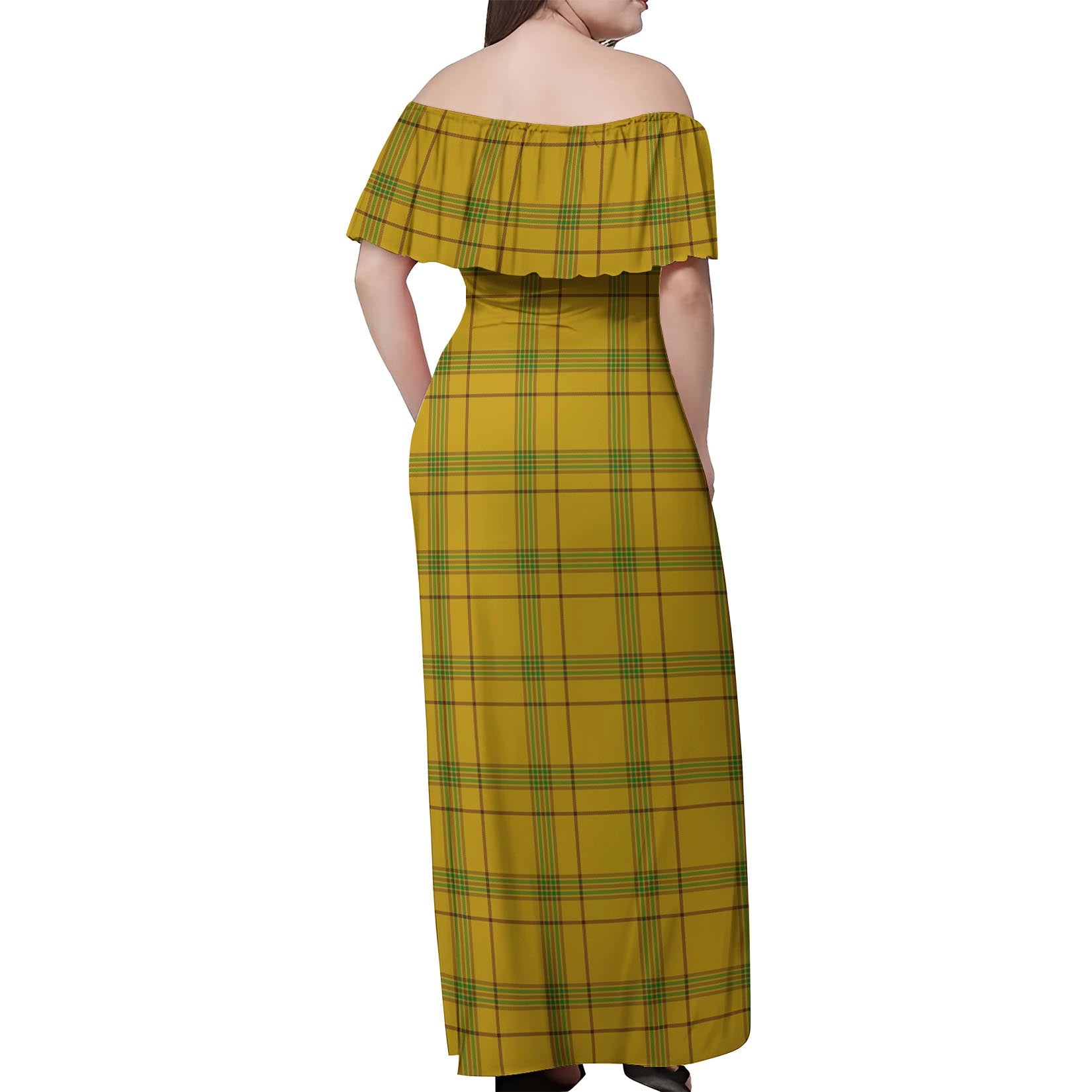 Houston Tartan Off Shoulder Long Dress - Tartan Vibes Clothing