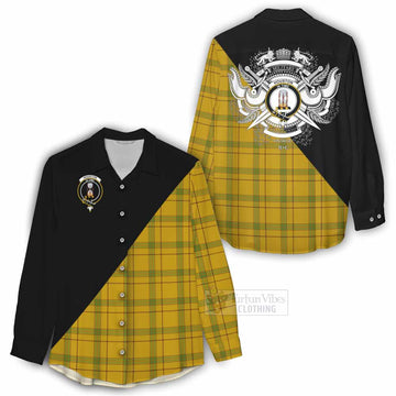 Houston Tartan Women's Casual Shirt with Family Crest and Military Logo Style - Tartan Vibes Clothing