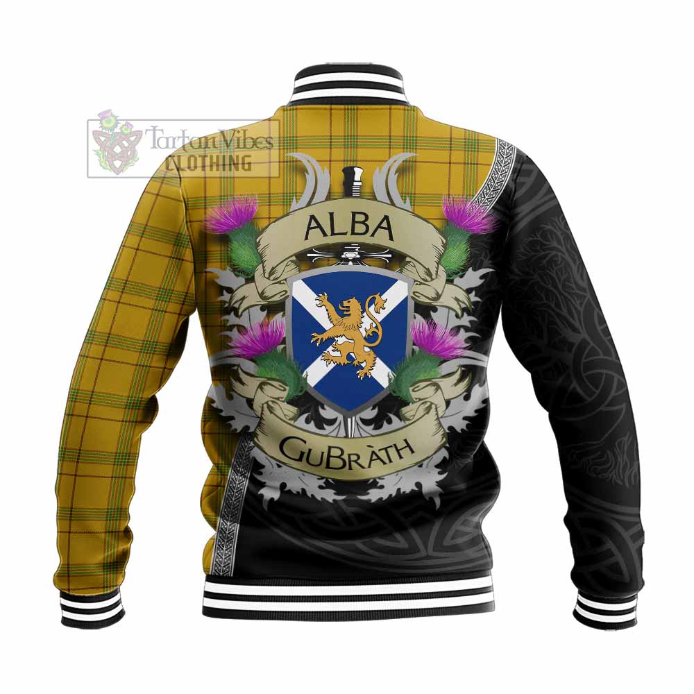 Houston Tartan Family Crest Baseball Jacket Lion Rampant Royal Thistle Shield Celtic Inspired - Tartan Vibes Clothing