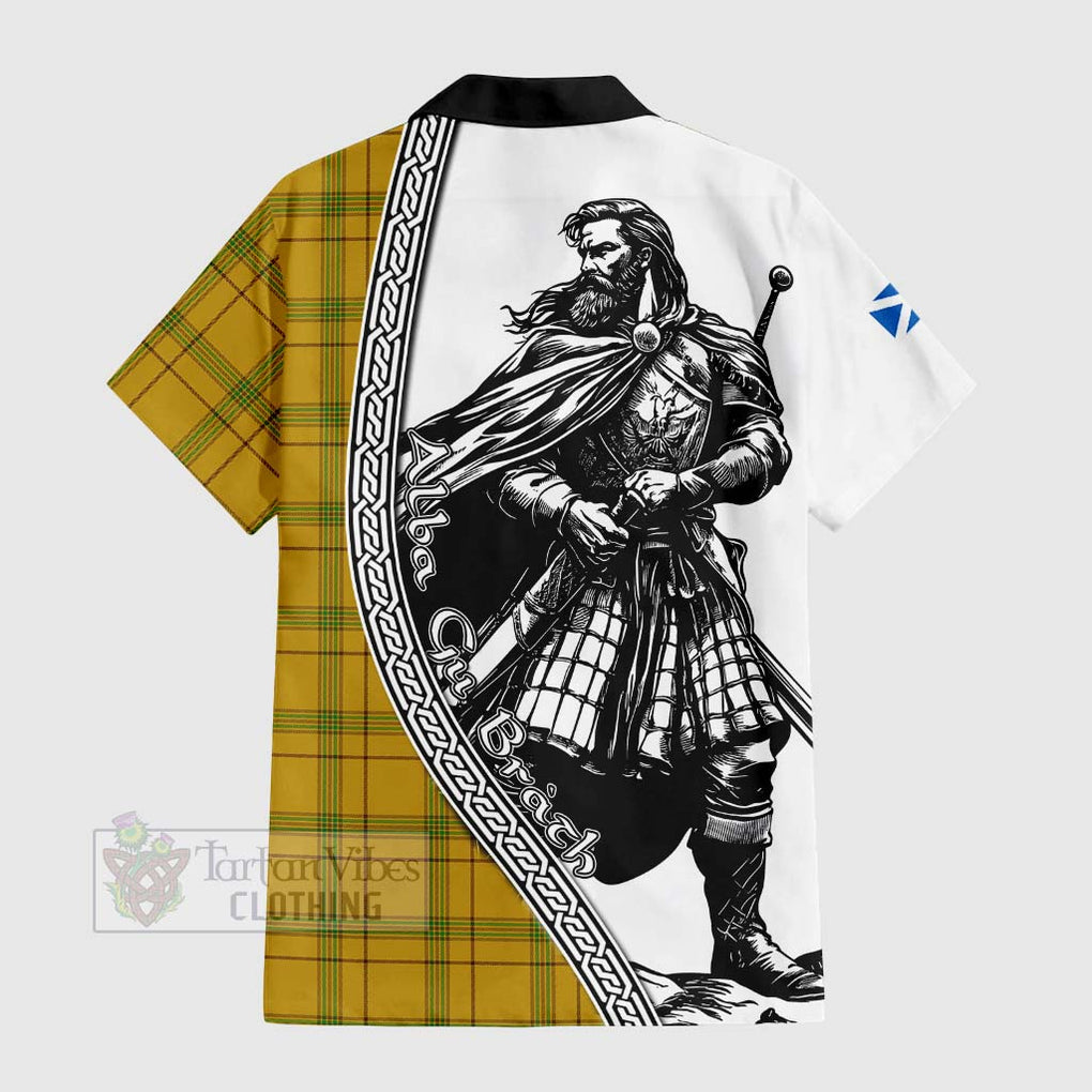 Houston Tartan Clan Crest Hawaiian Shirt with Highlander Warrior Celtic Style - Tartan Vibes Clothing