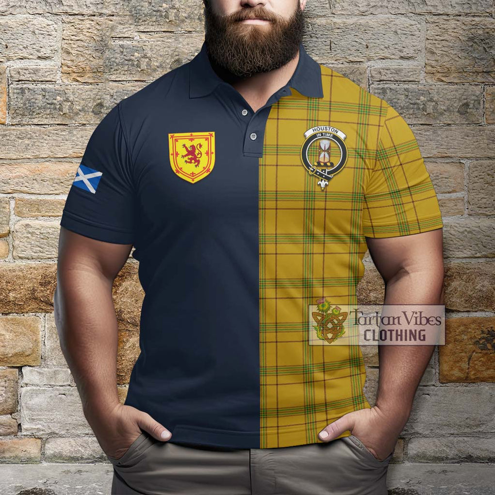 Houston Tartan Polo Shirt Alba with Scottish Lion Royal Arm Half Style - Tartan Vibes Clothing