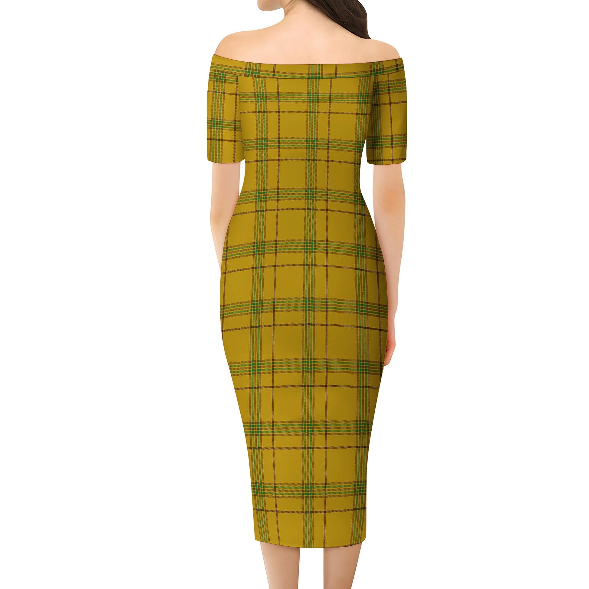 Houston Tartan Off Shoulder Lady Dress - Tartan Vibes Clothing