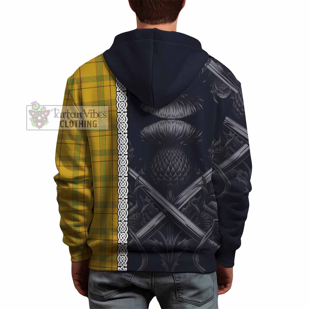 Houston Tartan Hoodie with Family Crest Cross Sword Thistle Celtic Vibes - Tartan Vibes Clothing