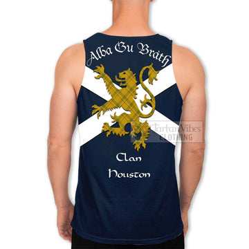 Houston Tartan Lion Rampant Men's Tank Top Proudly Display Your Heritage with Alba Gu Brath and Clan Name - Tartan Vibes Clothing